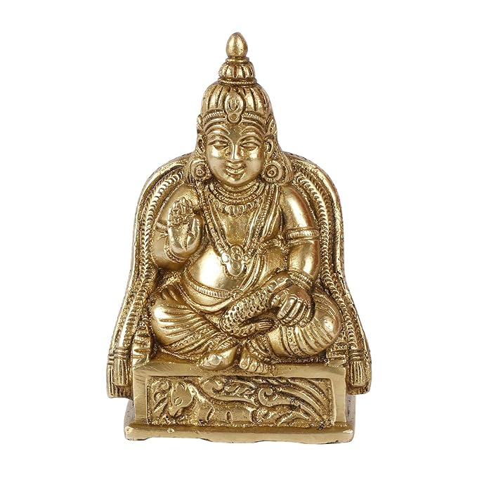 Kartique Karique Brass Kuber Murti for Home | Kubera Idol for Tijori, Locker, Safe | Vastu Decorative Items for Home & Office | Money, Mahadosh Nivaran Murti | 4.5 Inch