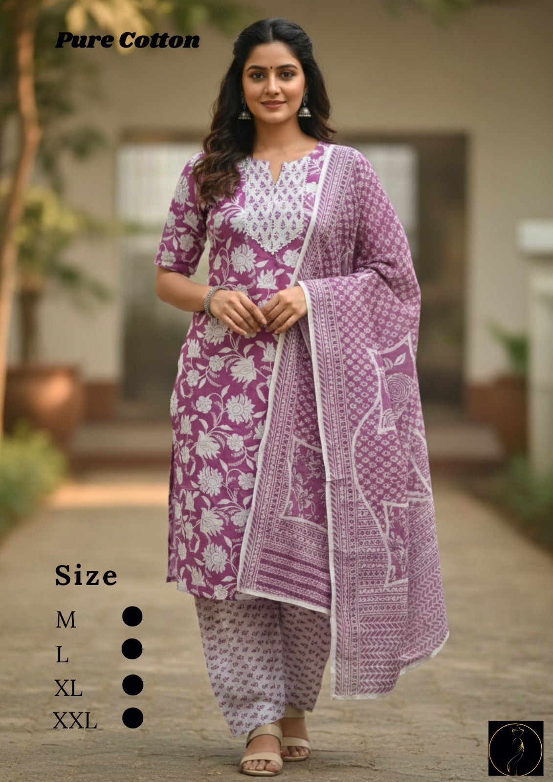 Pure Cotton Pink Kurti Set for Women | Stylish Ethnic Wear with Dupatta (M-XXL)
