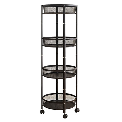 4-Layer Round Metal Folding Storage Trolley