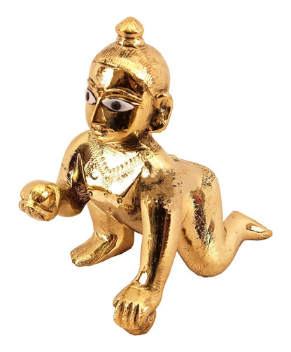 Metal Bal Gopal Murti Size 0 No | Baby Krishna Statue | Thakur Ji Ladoo Gopal Figurine | God Kanhaiya for Temple, Home Puja, Janmastami