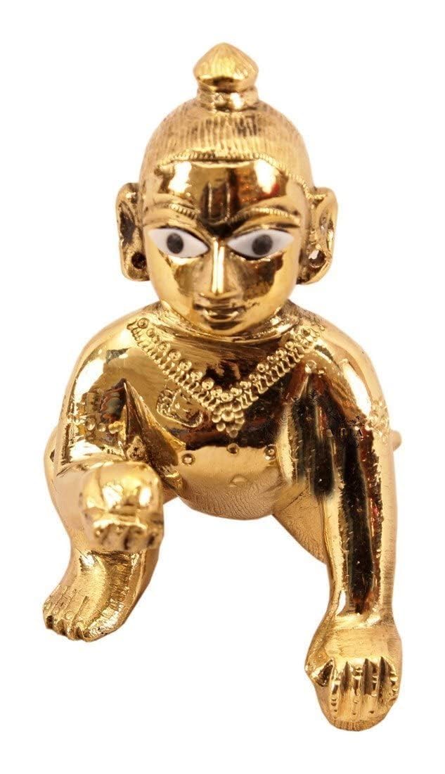 Metal Bal Gopal Murti Size 0 No | Baby Krishna Statue | Thakur Ji Ladoo Gopal Figurine | God Kanhaiya for Temple, Home Puja, Janmastami