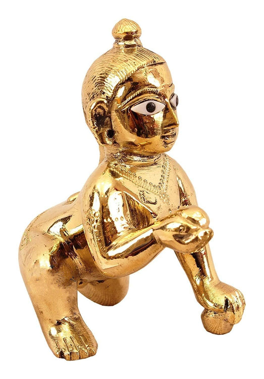 Metal Bal Gopal Murti Size 0 No | Baby Krishna Statue | Thakur Ji Ladoo Gopal Figurine | God Kanhaiya for Temple, Home Puja, Janmastami