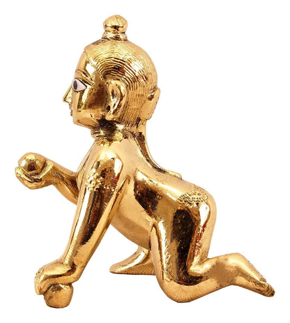 Metal Bal Gopal Murti Size 0 No | Baby Krishna Statue | Thakur Ji Ladoo Gopal Figurine | God Kanhaiya for Temple, Home Puja, Janmastami