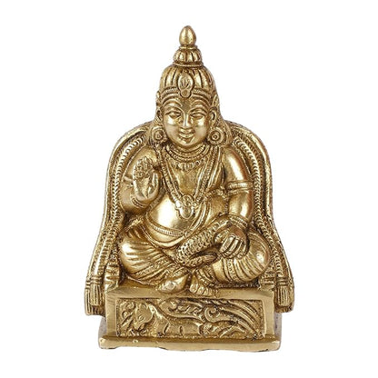 Kartique Karique Brass Kuber Murti for Home | Kubera Idol for Tijori, Locker, Safe | Vastu Decorative Items for Home & Office | Money, Mahadosh Nivaran Murti | 4.5 Inch