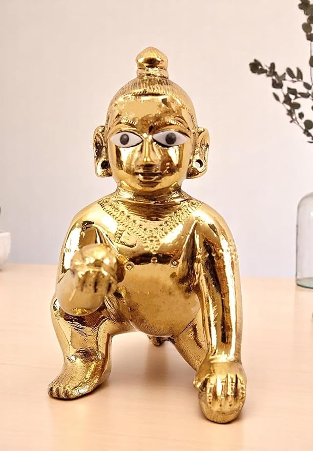 Metal Bal Gopal Murti Size 0 No | Baby Krishna Statue | Thakur Ji Ladoo Gopal Figurine | God Kanhaiya for Temple, Home Puja, Janmastami