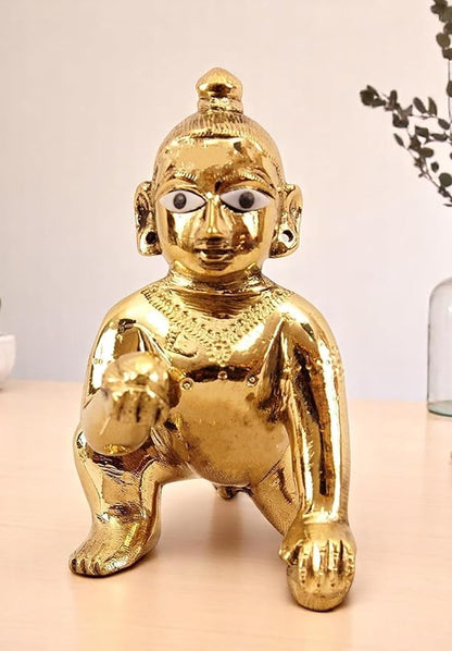 Metal Bal Gopal Murti Size 0 No | Baby Krishna Statue | Thakur Ji Ladoo Gopal Figurine | God Kanhaiya for Temple, Home Puja, Janmastami