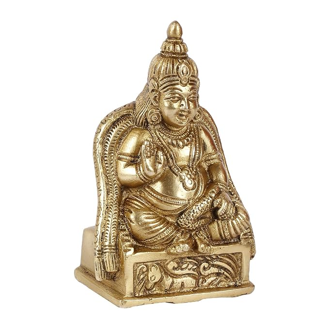 Kartique Karique Brass Kuber Murti for Home | Kubera Idol for Tijori, Locker, Safe | Vastu Decorative Items for Home & Office | Money, Mahadosh Nivaran Murti | 4.5 Inch