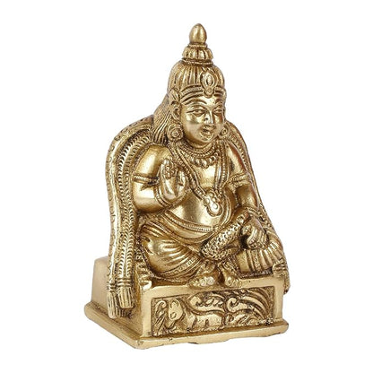 Kartique Karique Brass Kuber Murti for Home | Kubera Idol for Tijori, Locker, Safe | Vastu Decorative Items for Home & Office | Money, Mahadosh Nivaran Murti | 4.5 Inch