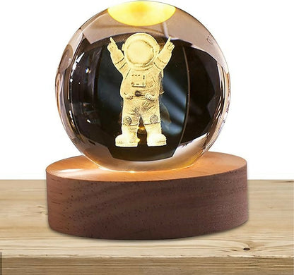3D Engraved Crystal Astronaut LED Night Lamp