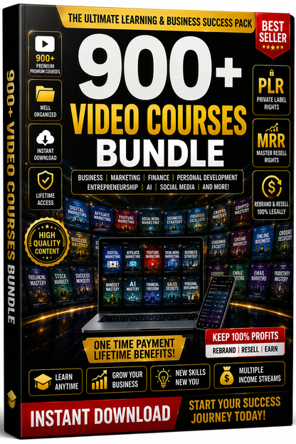 900+ Video Courses Bundle – Learn Business, AI, Marketing & More