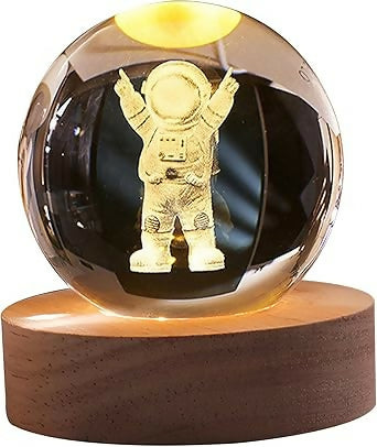 3D Engraved Crystal Astronaut LED Night Lamp