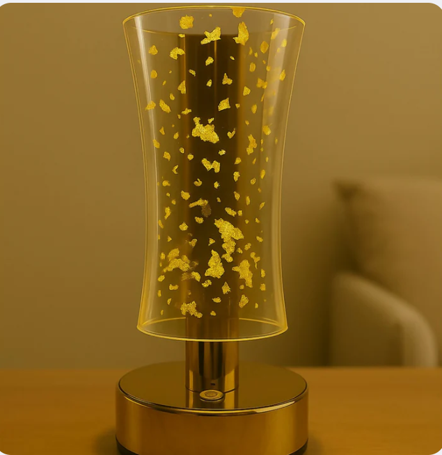 3D Illusion Golden Flakes LED Vase Shape Table Lamp with Touch Control