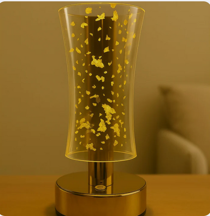 3D Illusion Golden Flakes LED Vase Shape Table Lamp with Touch Control