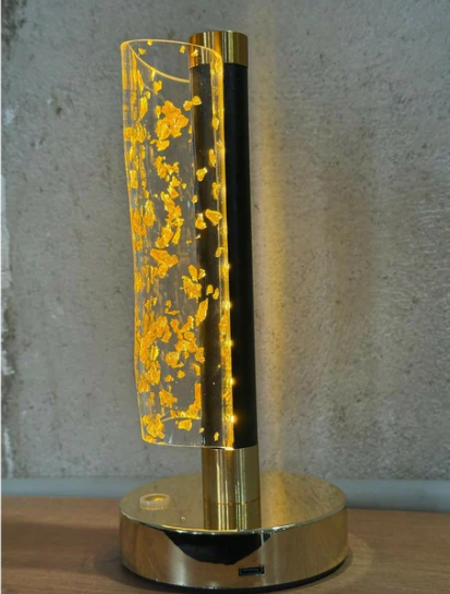 3D Illusion Golden Flakes LED Vase Shape Table Lamp with Touch Control