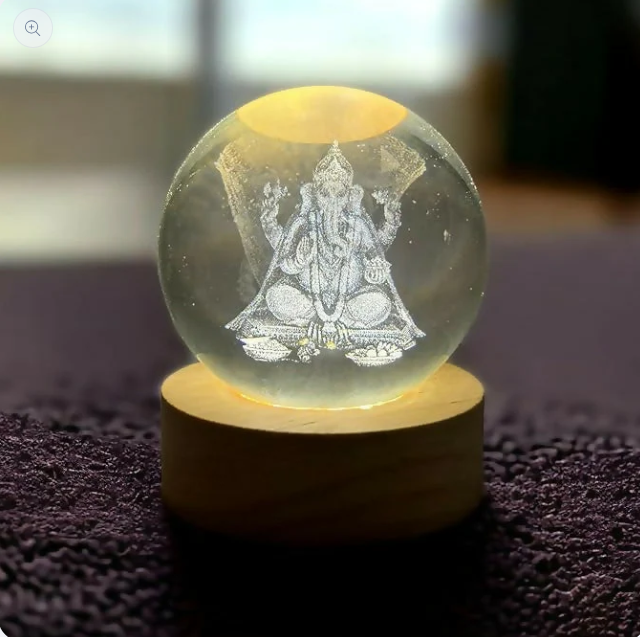3D Engraved Lord Ganesha Decorative Night Light – Spiritual Gift for Home, Mandir, Diwali