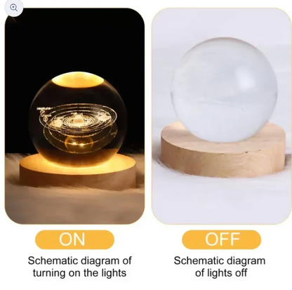 3D Engraved Crystal Ball LED Night Lamp with Romantic Couple on Swing