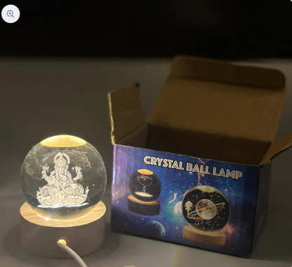 3D Crystal Ganesha Creative Engraved Crystal Ball Night Light Ganesh Ganesha