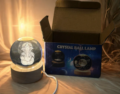 3D Crystal Ganesha LED Night Lamp Crystal Ball Night Lamp,Creative Engraved Crystal Ball Night Light