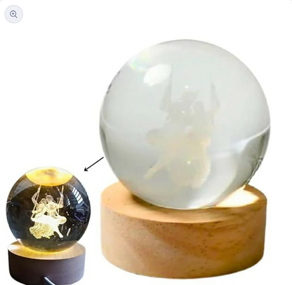 3D Engraved Crystal Ball LED Night Lamp with Romantic Couple on Swing