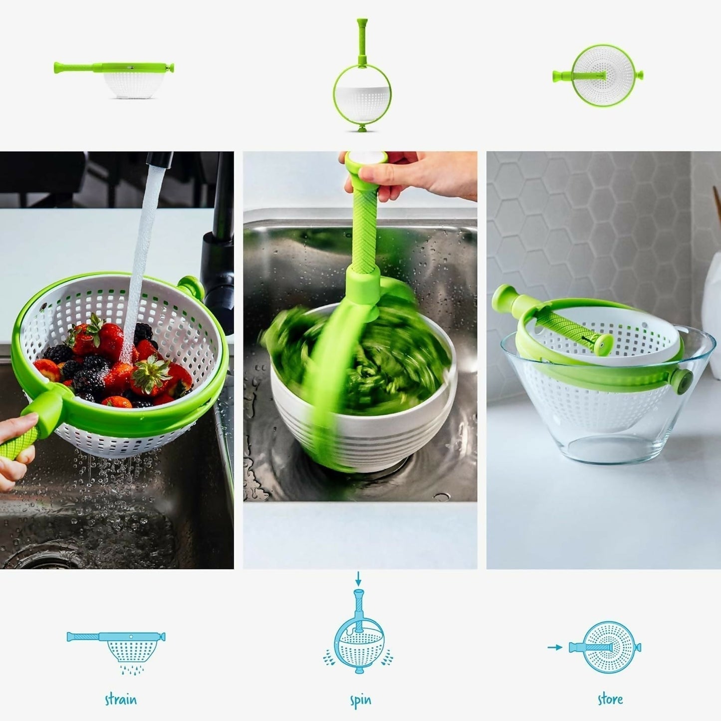 360° Rotating Salad Spinner with Handle