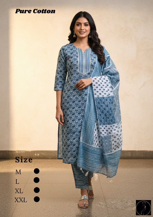 Pure Cotton Pink Kurti Set for Women | Stylish Ethnic Wear with Dupatta (M-XXL)