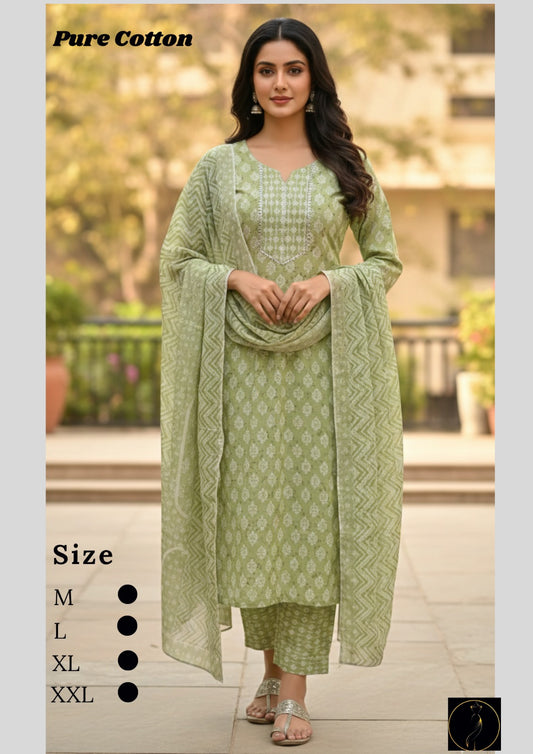 Pure Cotton Pink Kurti Set for Women | Stylish Ethnic Wear with Dupatta (M-XXL)
