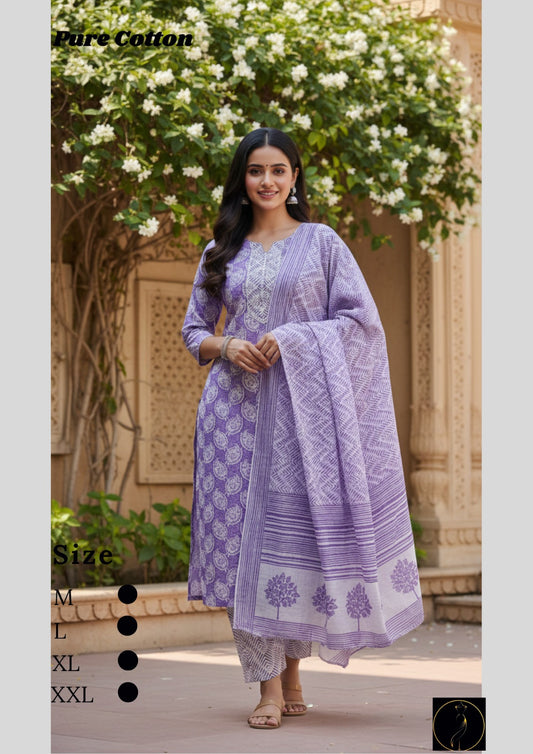 Pure Cotton Pink Kurti Set for Women | Stylish Ethnic Wear with Dupatta (M-XXL)