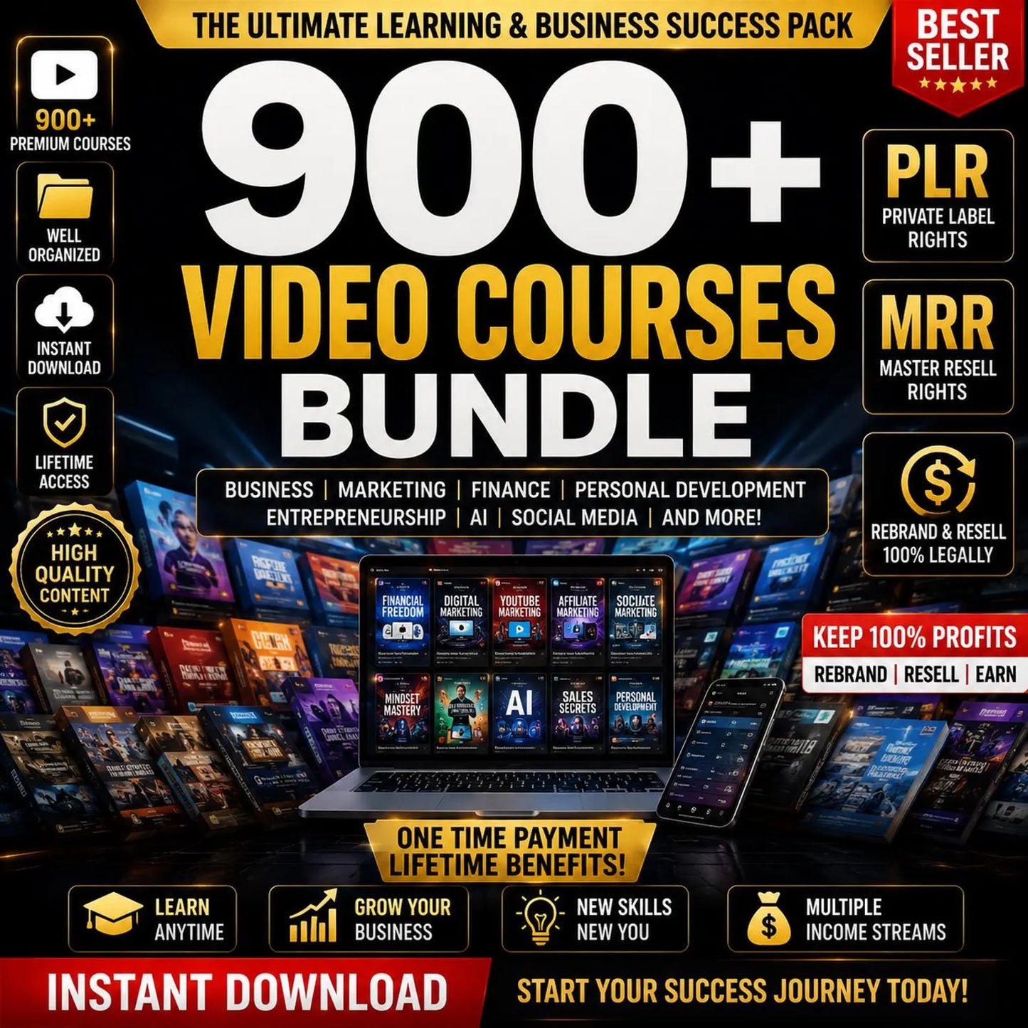 900+ Video Courses Bundle – Learn Business, AI, Marketing & More